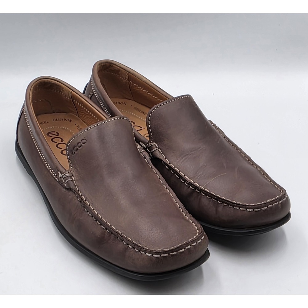 ECCO Classic Moc 2.0 Brown Leather Driving Loafers Mens EU 41 US 7–7.5 Slip On
